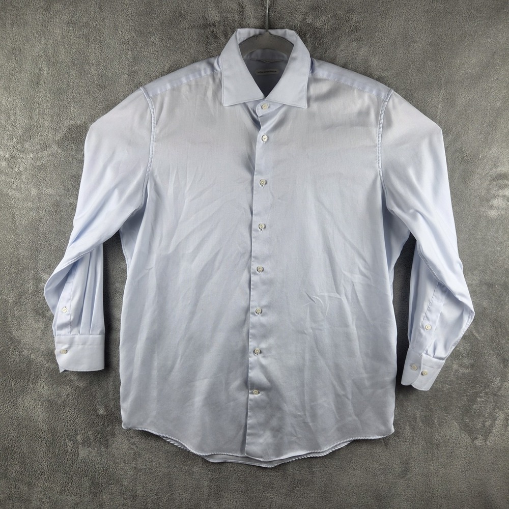SuitSupply Pima Cotton Traveller Slim Fit Button Blue Shirt Men's 17/43